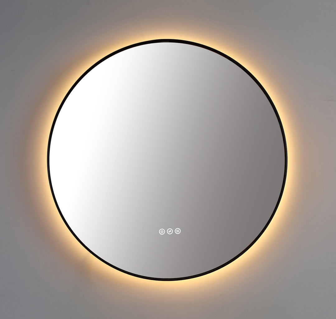 Shell 30" LED Bathroom Mirror in Matte Black, Anti-Fog