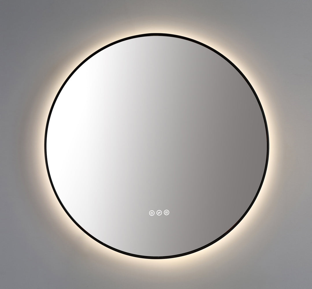 Shell 30" LED Bathroom Mirror in Matte Black, Anti-Fog