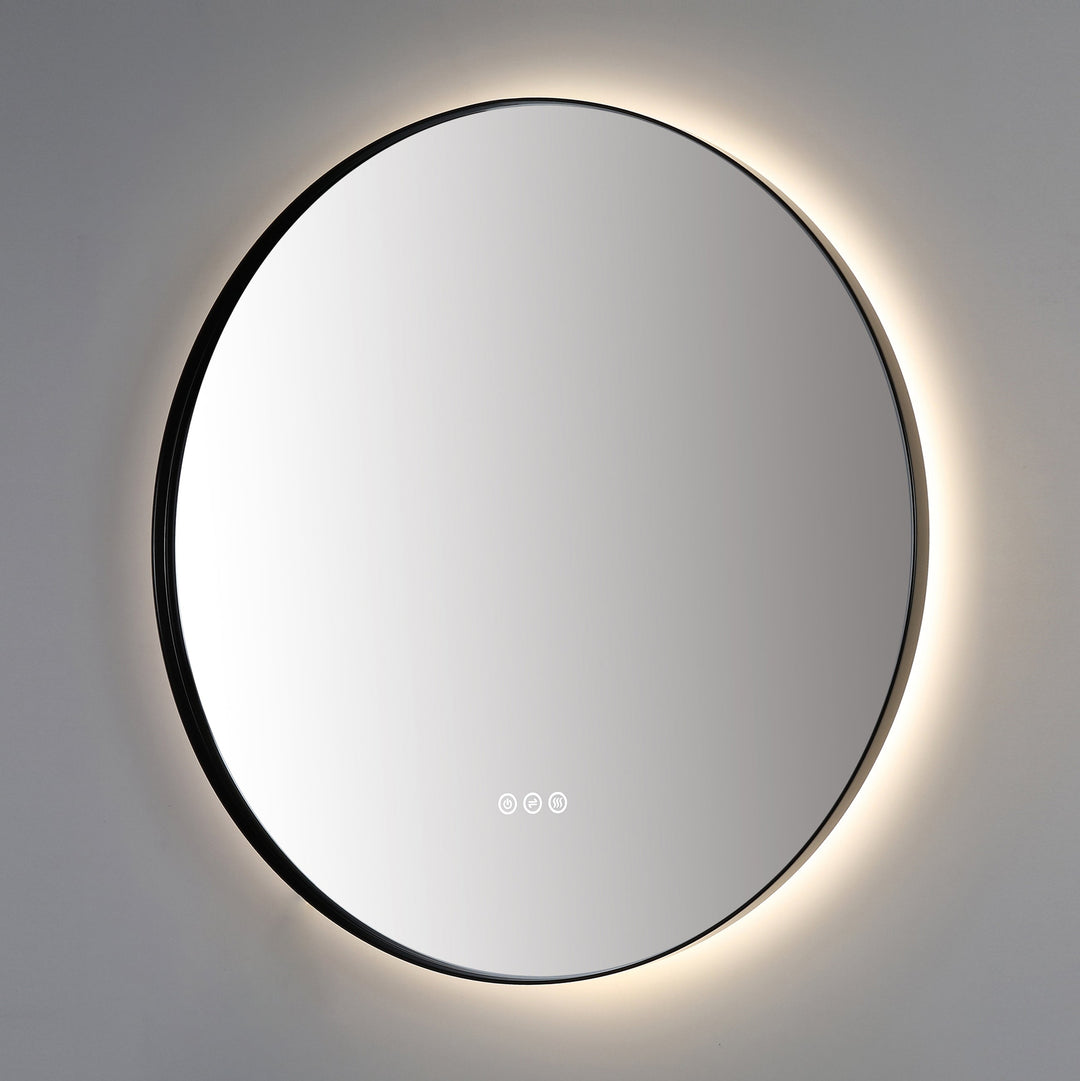 Shell 30" LED Bathroom Mirror in Matte Black, Anti-Fog