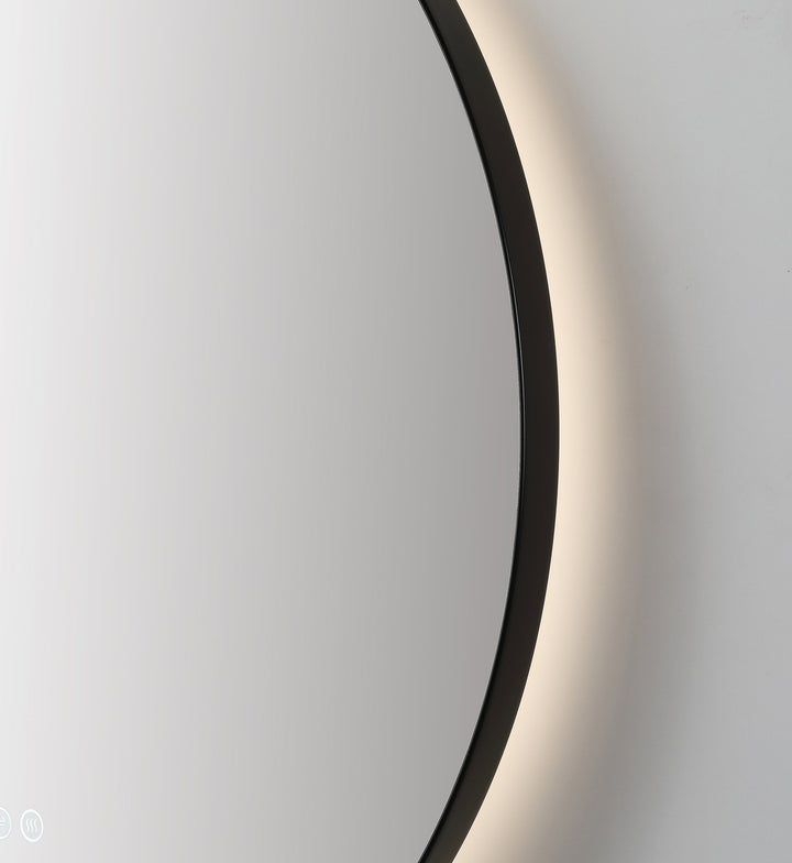 Shell 30" LED Bathroom Mirror in Matte Black, Anti-Fog