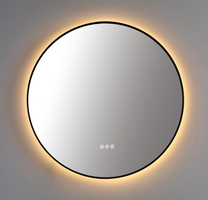 Shell 36" LED Bathroom Mirror in Matte Black, Anti-Fog