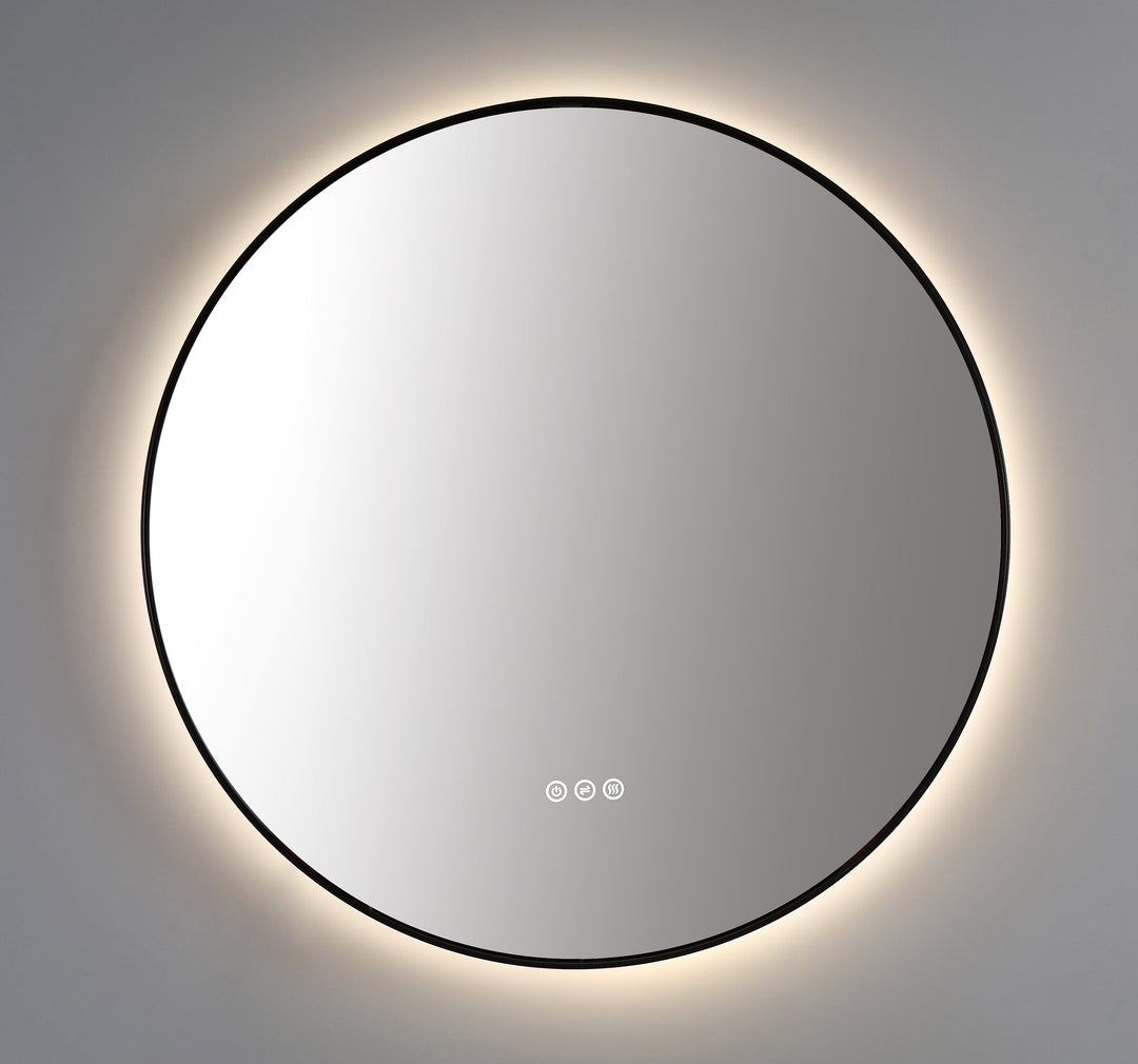 Shell 36" LED Bathroom Mirror in Matte Black, Anti-Fog