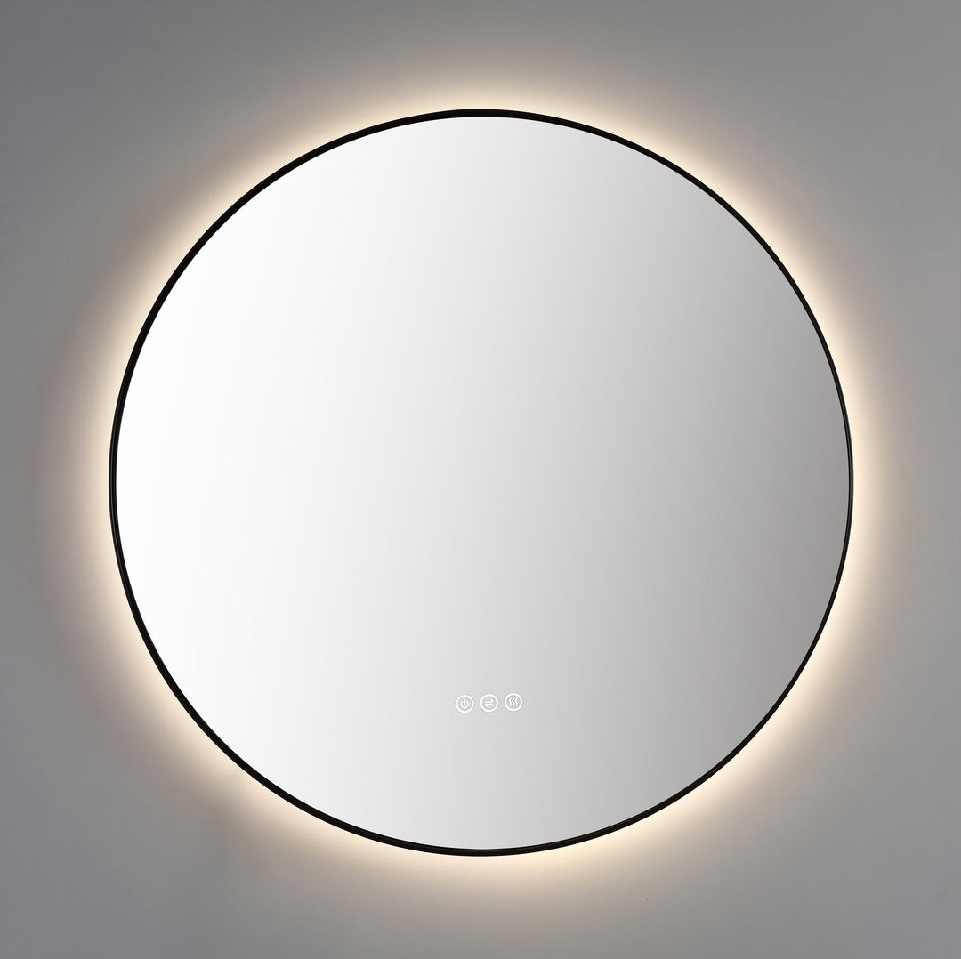 Shell 36" LED Bathroom Mirror in Matte Black, Anti-Fog