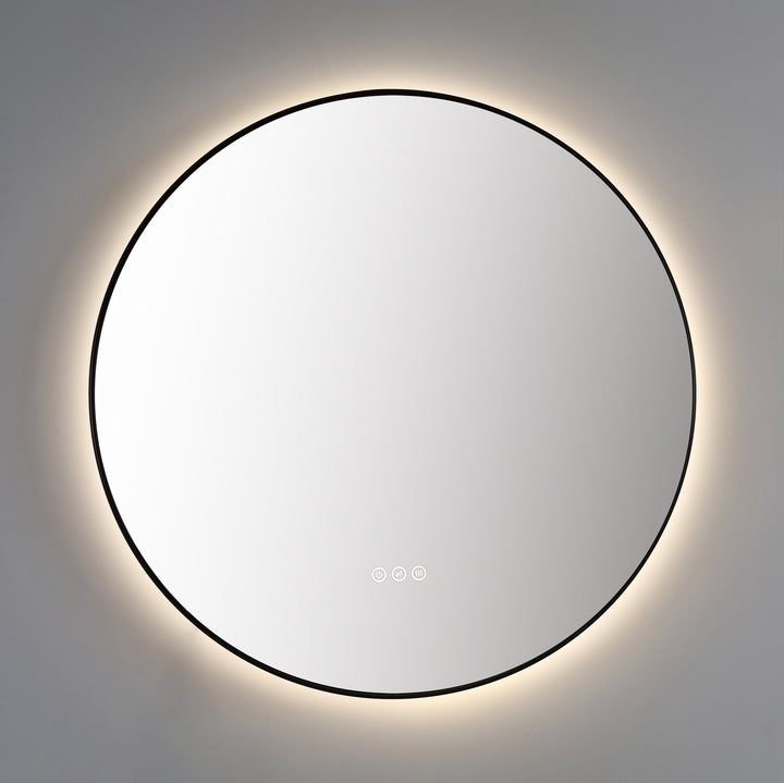 Shell 36" LED Bathroom Mirror in Matte Black, Anti-Fog