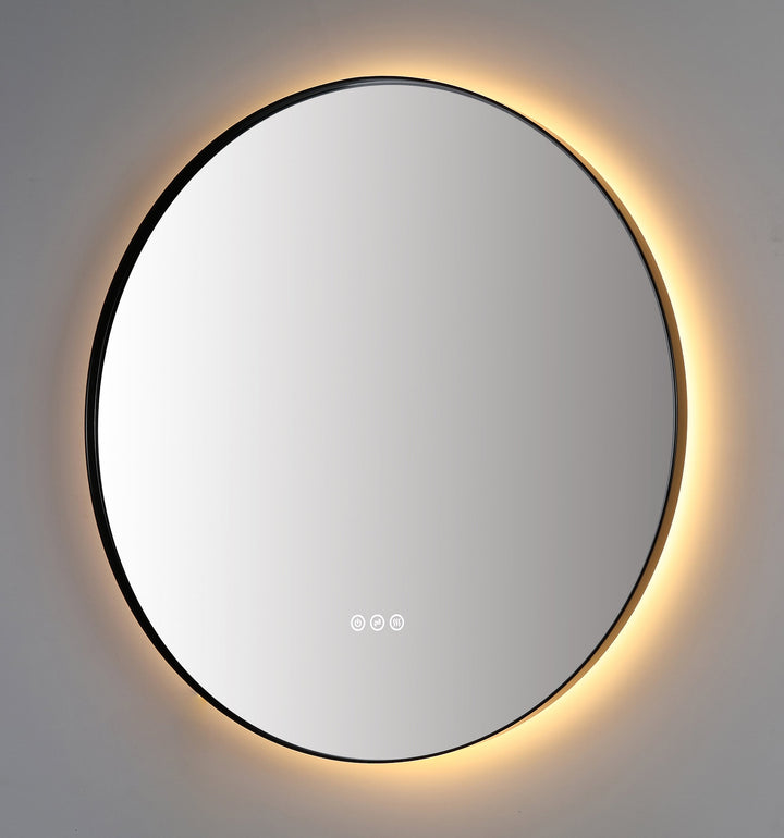 Shell 36" LED Bathroom Mirror in Matte Black, Anti-Fog