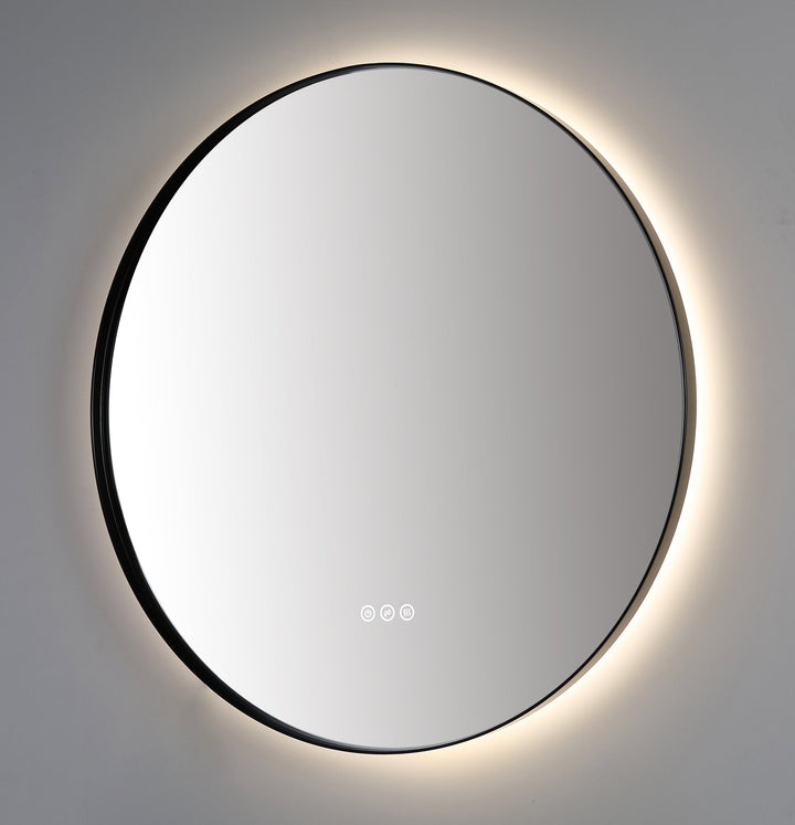 Shell 36" LED Bathroom Mirror in Matte Black, Anti-Fog