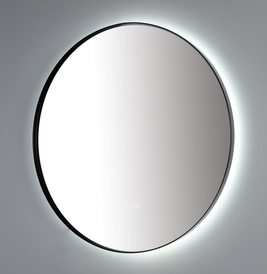 Shell 36" LED Bathroom Mirror in Matte Black, Anti-Fog