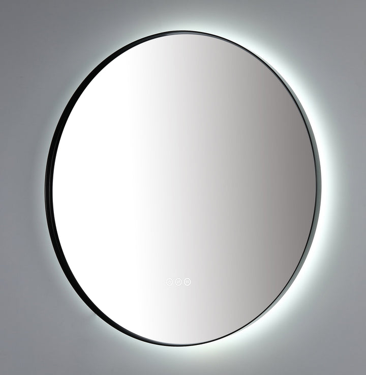 Shell 36" LED Bathroom Mirror in Matte Black, Anti-Fog
