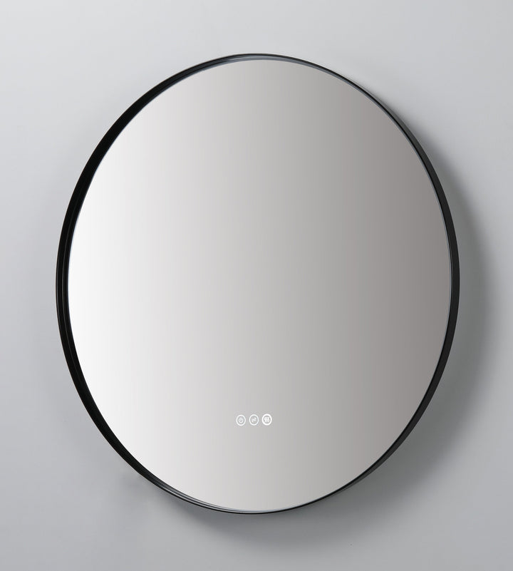 Shell 36" LED Bathroom Mirror in Matte Black, Anti-Fog