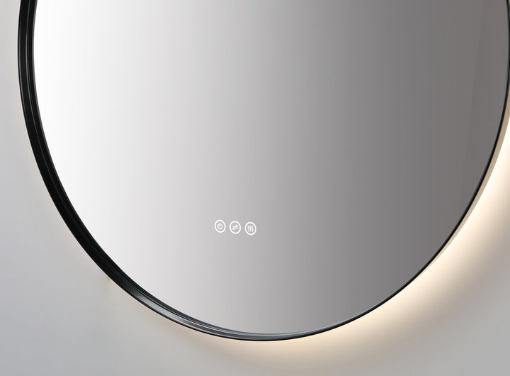 Shell 36" LED Bathroom Mirror in Matte Black, Anti-Fog