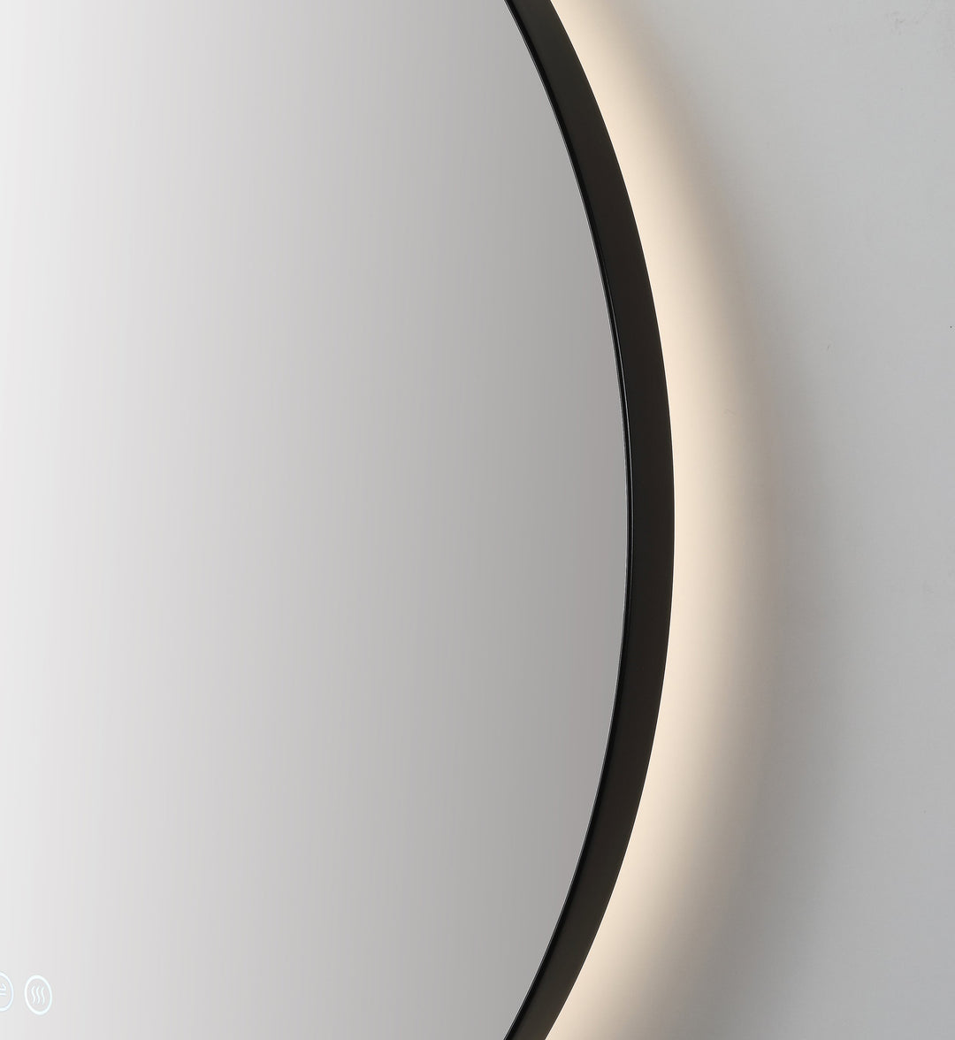 Shell 36" LED Bathroom Mirror in Matte Black, Anti-Fog