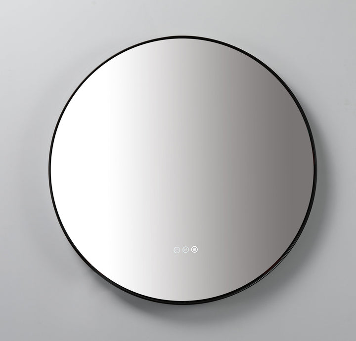 Shell 36" LED Bathroom Mirror in Matte Black, Anti-Fog