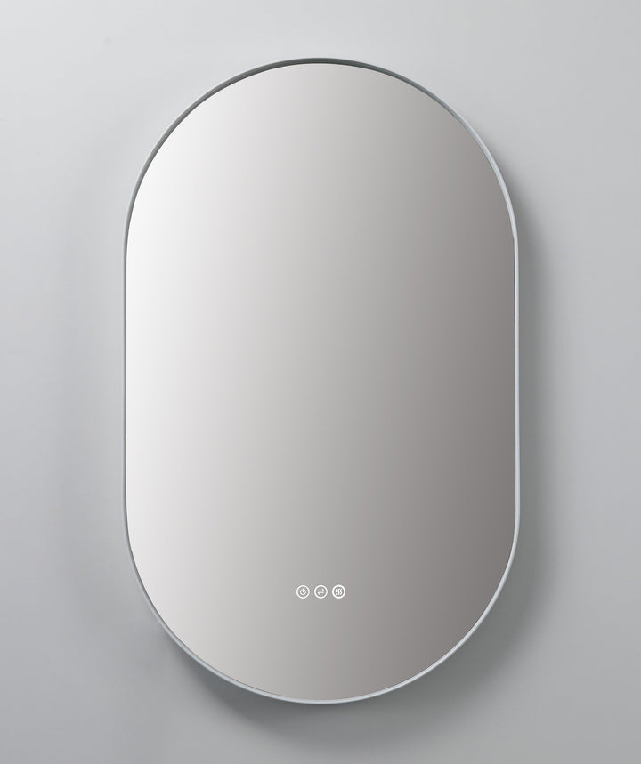 Shell 24" LED Bathroom Mirror in Matte White, Anti-Fog