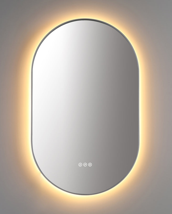 Shell 24" LED Bathroom Mirror in Matte White, Anti-Fog
