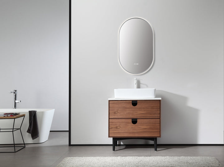 Shell 24" LED Bathroom Mirror in Matte White, Anti-Fog