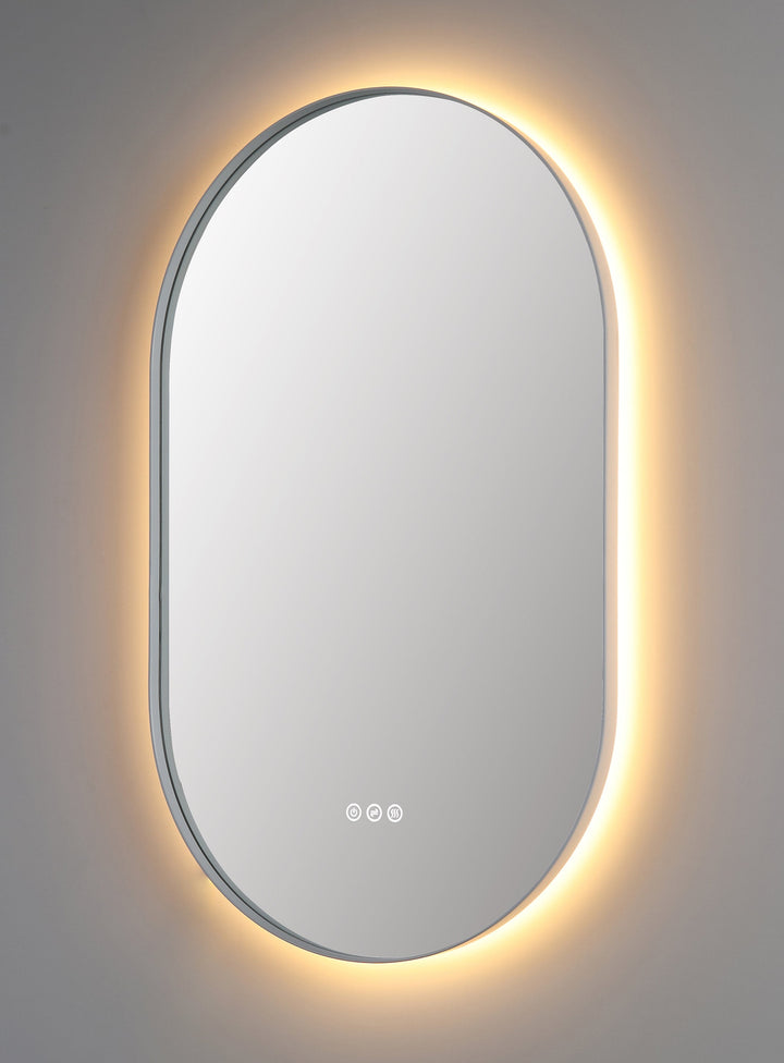 Shell 24" LED Bathroom Mirror in Matte White, Anti-Fog