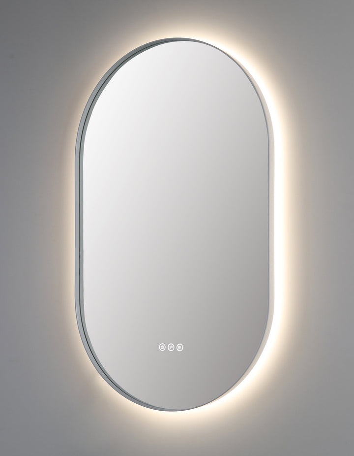 Shell 24" LED Bathroom Mirror in Matte White, Anti-Fog