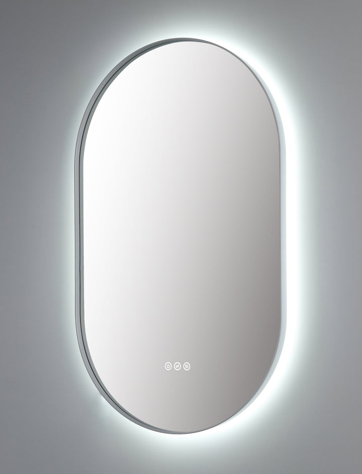 Shell 24" LED Bathroom Mirror in Matte White, Anti-Fog