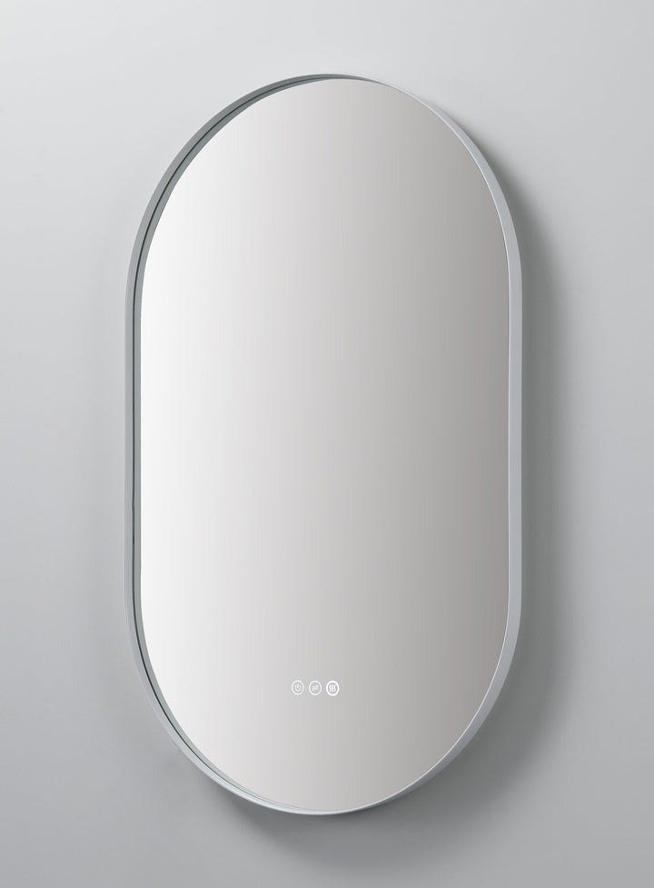 Shell 24" LED Bathroom Mirror in Matte White, Anti-Fog