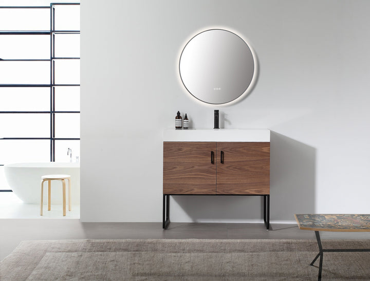 Shell 30" LED Bathroom Mirror in Matte White, Anti-Fog