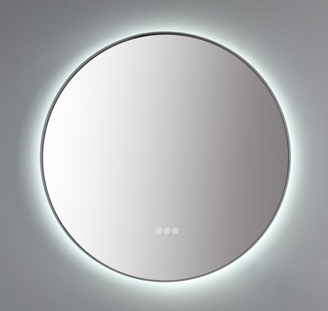 Shell 36" LED Bathroom Mirror in Matte White, Anti-Fog
