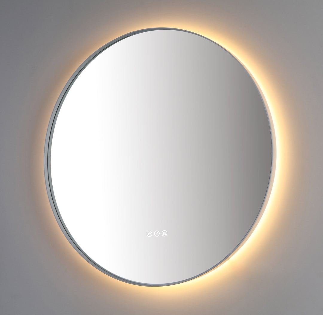 Shell 36" LED Bathroom Mirror in Matte White, Anti-Fog