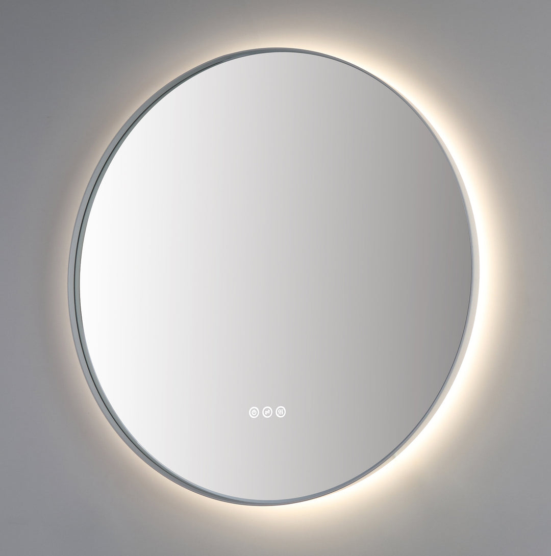 Shell 36" LED Bathroom Mirror in Matte White, Anti-Fog