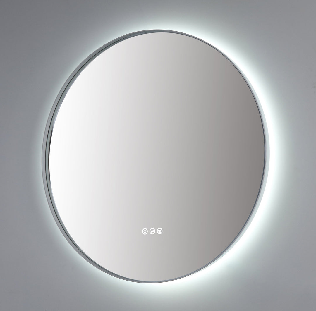 Shell 36" LED Bathroom Mirror in Matte White, Anti-Fog