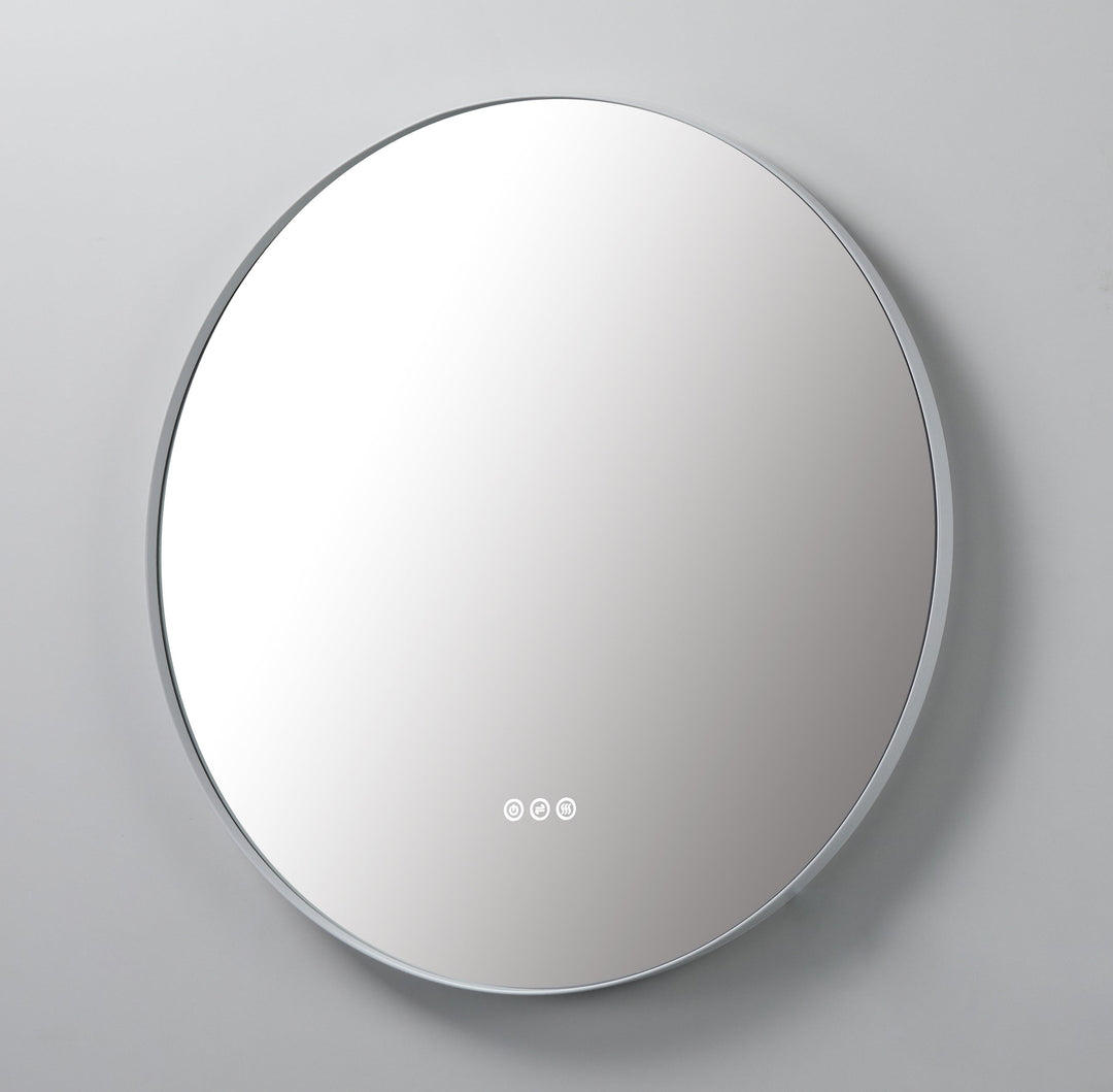 Shell 36" LED Bathroom Mirror in Matte White, Anti-Fog