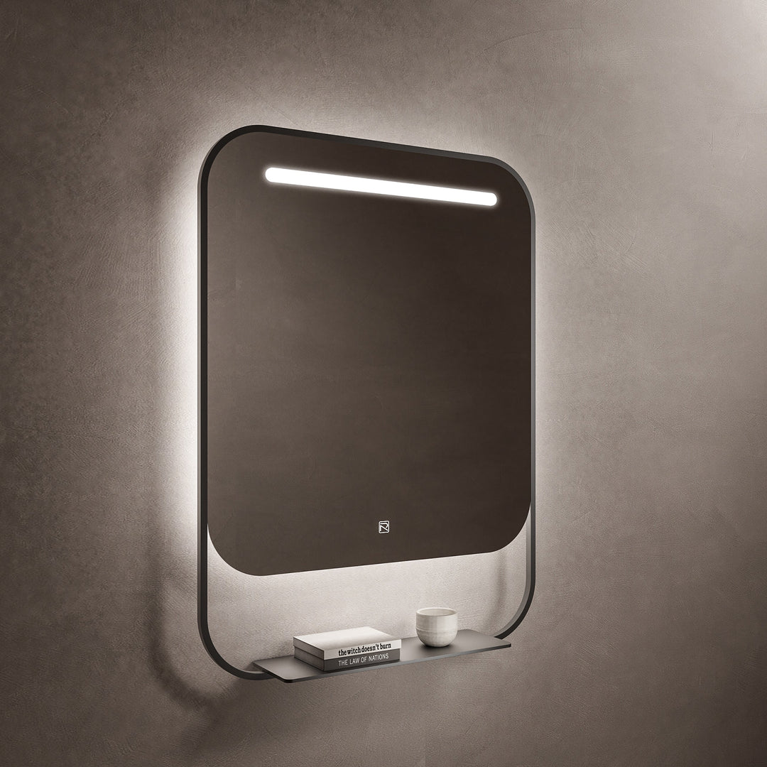 VAN 30" Round LED Bathroom Mirror in Matte Black