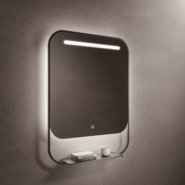 VAN 30" Round LED Bathroom Mirror in Matte Black