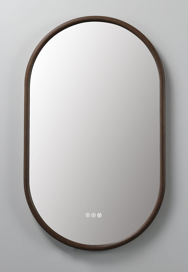 Zen 24" LED Bathroom Mirror in Chestnut Oak, Anti-Fog