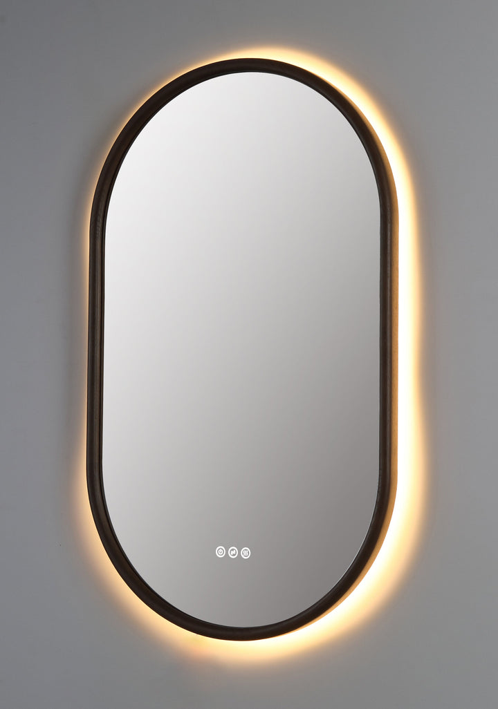 Zen 24" LED Bathroom Mirror in Chestnut Oak, Anti-Fog