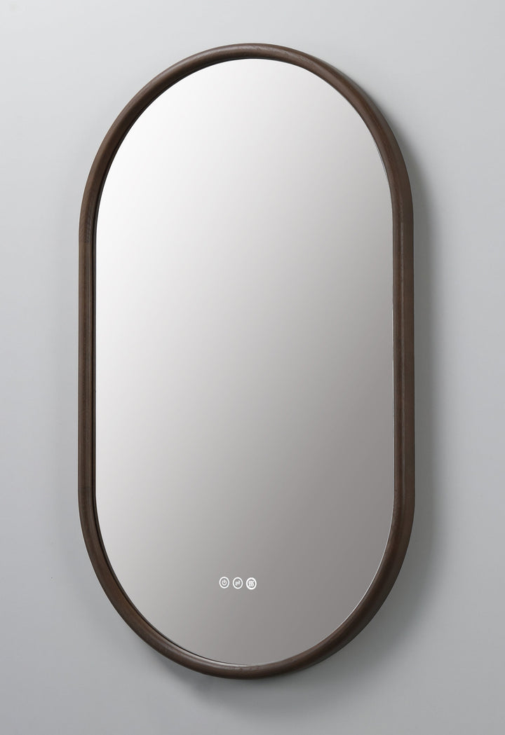 Zen 24" LED Bathroom Mirror in Chestnut Oak, Anti-Fog