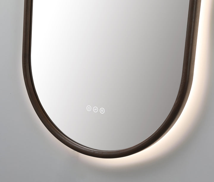 Zen 24" LED Bathroom Mirror in Chestnut Oak, Anti-Fog