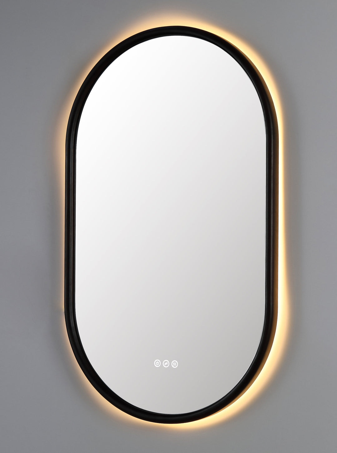 Zen 24" LED Bathroom Mirror in Dark Walnut, Anti-Fog