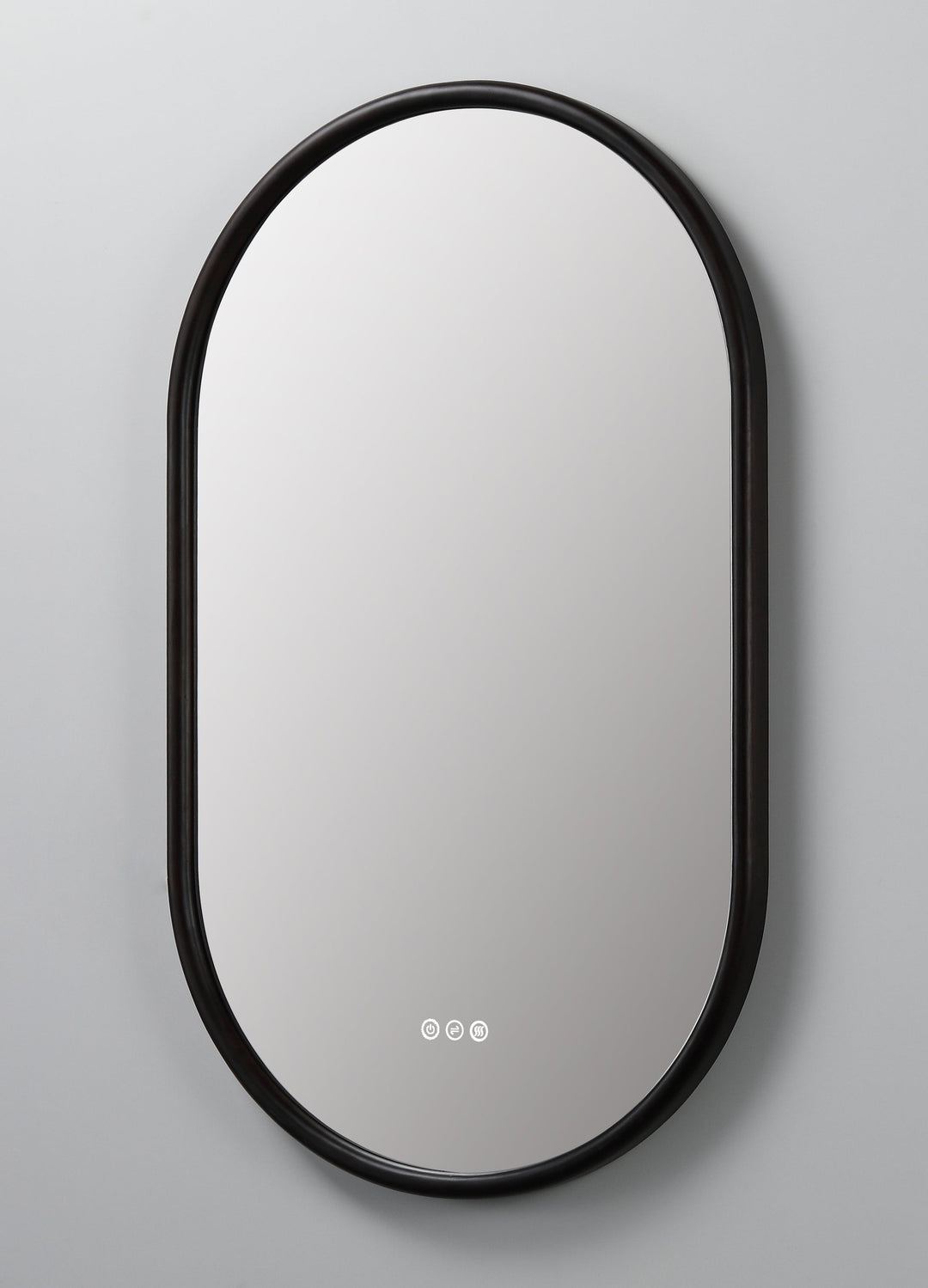 Zen 24" LED Bathroom Mirror in Dark Walnut, Anti-Fog