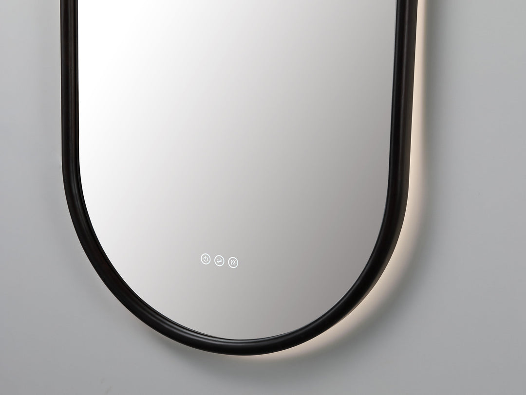 Zen 24" LED Bathroom Mirror in Dark Walnut, Anti-Fog