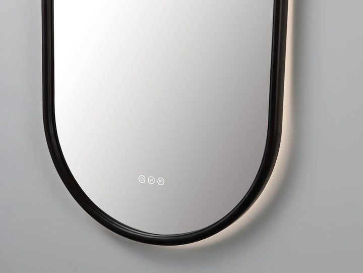 Zen 24" LED Bathroom Mirror in Dark Walnut, Anti-Fog