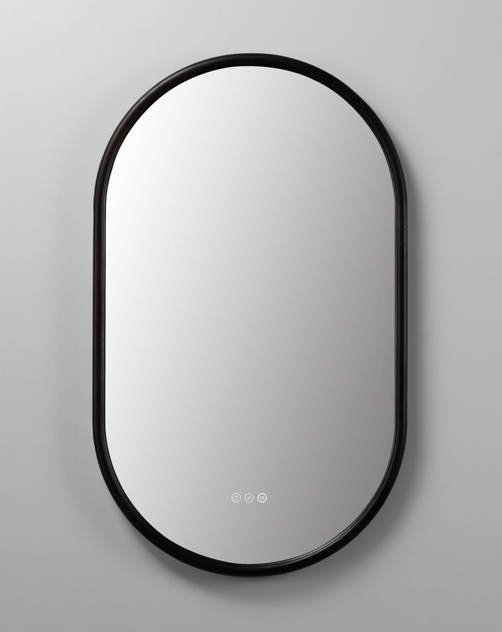 Zen 24" LED Bathroom Mirror in Dark Walnut, Anti-Fog