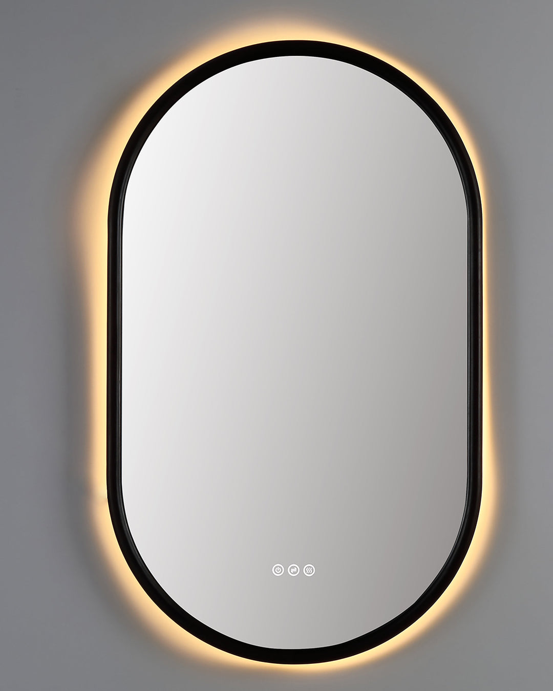 Zen 24" LED Bathroom Mirror in Dark Walnut, Anti-Fog