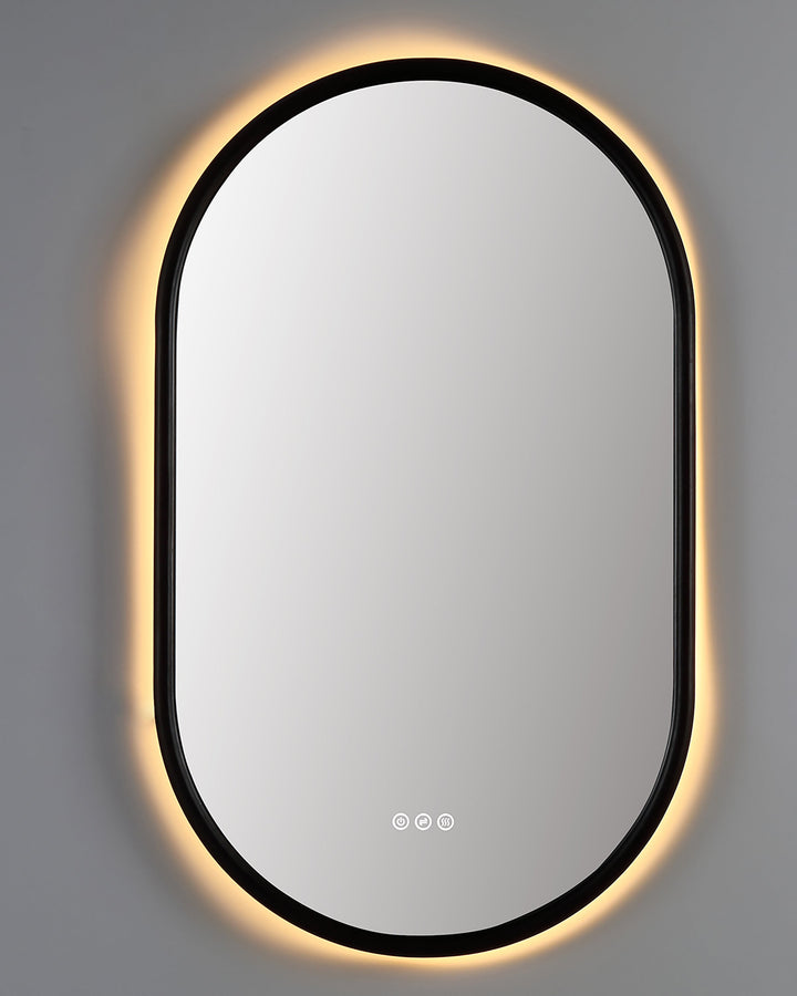 Zen 24" LED Bathroom Mirror in Dark Walnut, Anti-Fog