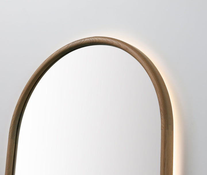 Zen 24" LED Bathroom Mirror in Pecan Oak, Anti-Fog