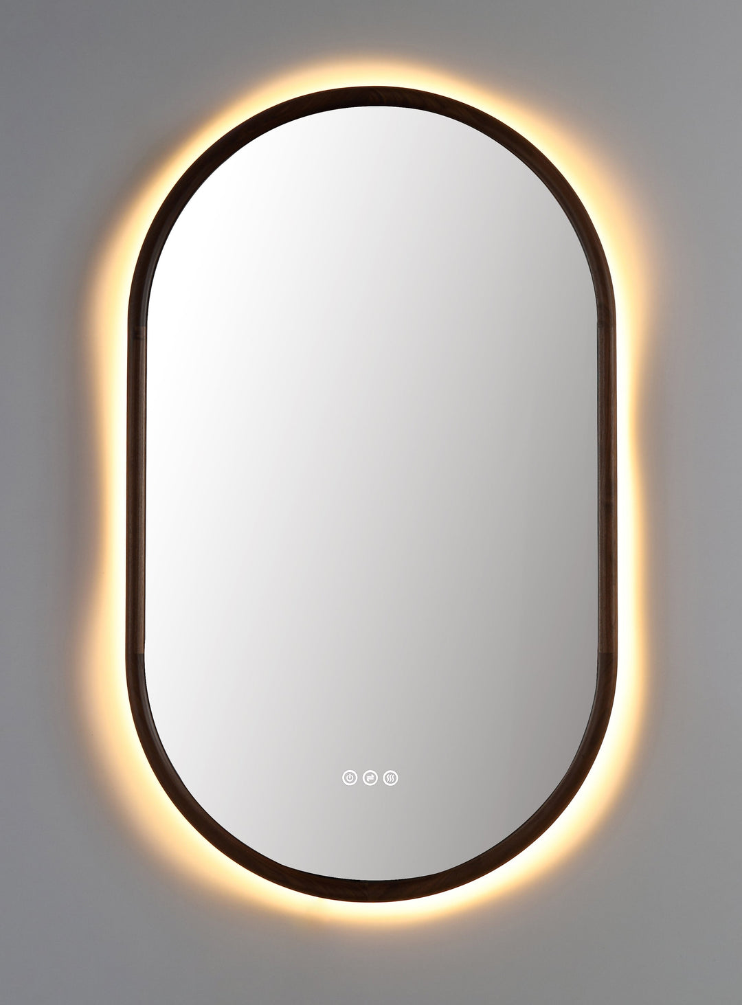 Zen 24" LED Bathroom Mirror in Walnut, Anti-Fog