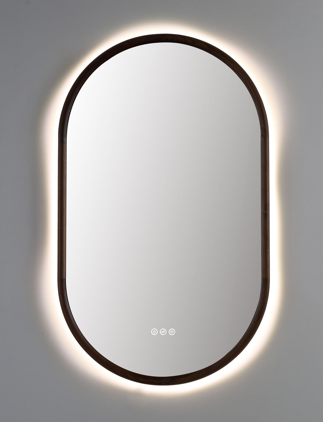Zen 24" LED Bathroom Mirror in Walnut, Anti-Fog