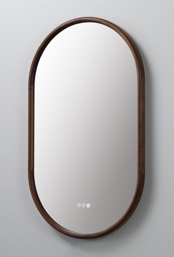 Zen 24" LED Bathroom Mirror in Walnut, Anti-Fog