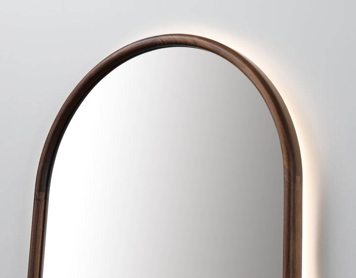Zen 24" LED Bathroom Mirror in Walnut, Anti-Fog