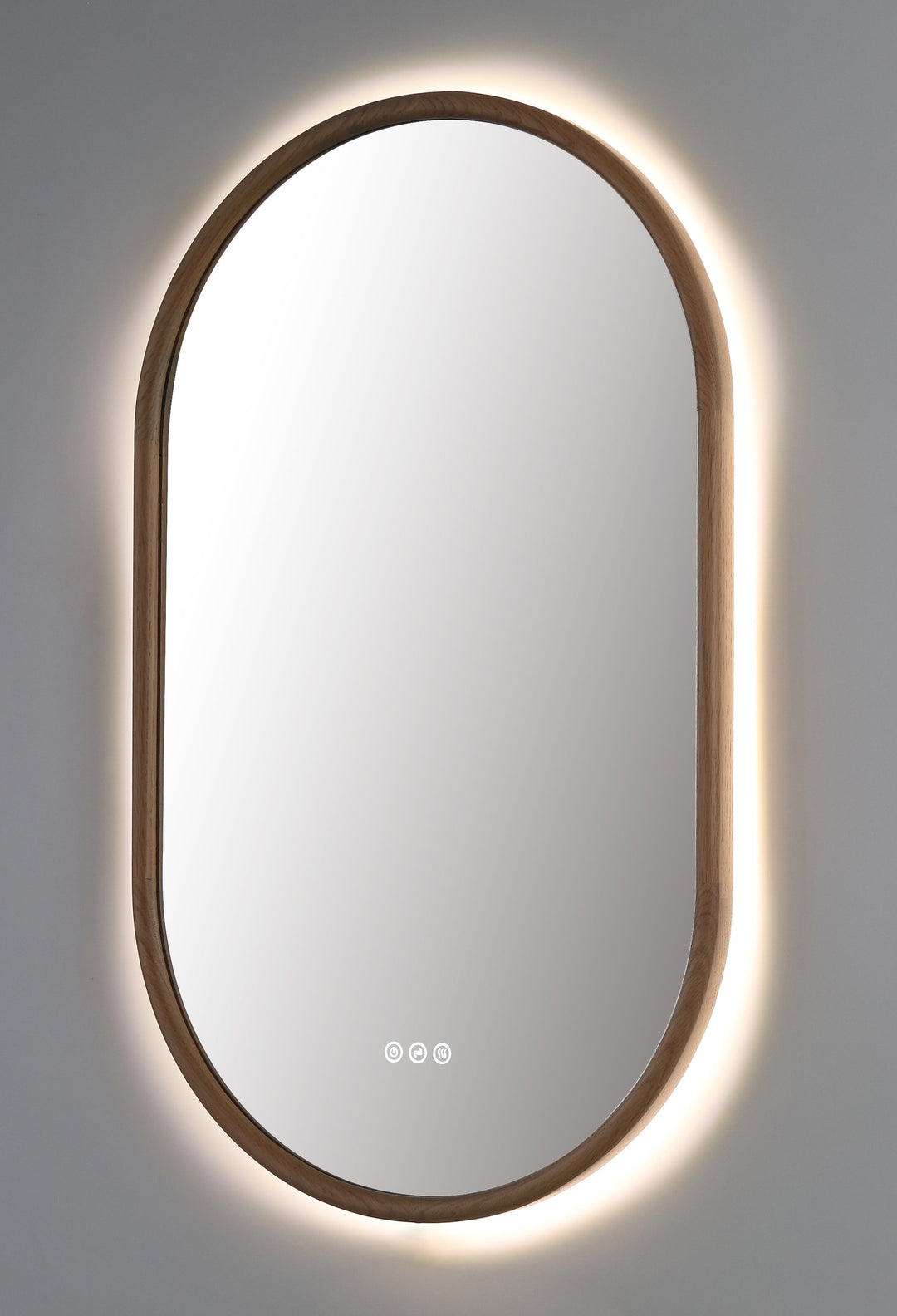 Zen 24" LED Bathroom Mirror in Whitewash Oak, Anti-Fog