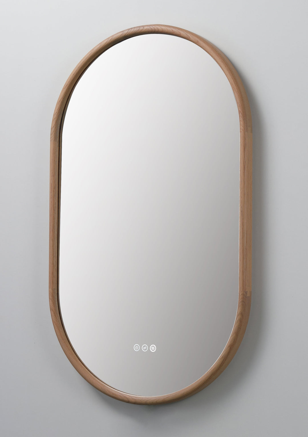 Zen 24" LED Bathroom Mirror in Whitewash Oak, Anti-Fog