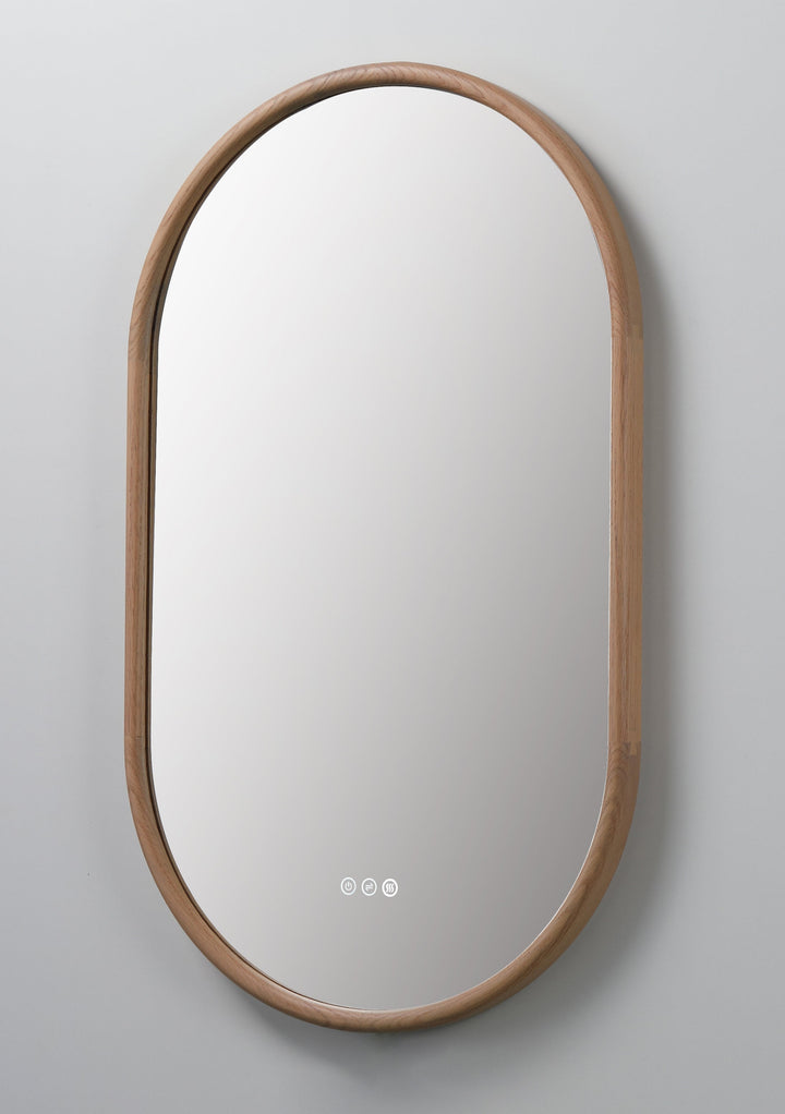 Zen 24" LED Bathroom Mirror in Whitewash Oak, Anti-Fog